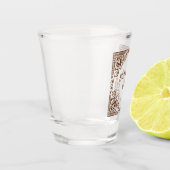 楽しいドリンキングテーマの「乾杯!」蓮華アートボーダー ショットグラス (左)