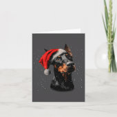 楽しいドーベルマン犬のクリスマスライトサンタ帽子ロンT カード (正面)