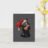 楽しいドーベルマン犬のクリスマスライトサンタ帽子ロンT カード (黄色い花)