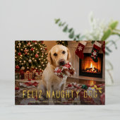 楽しいナイティドッグのクリスマス 箔シーズンカード (立ち正面)