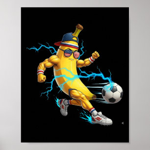 楽しいナナ サッカー選手Tシャツ クール アメリカ スポーツ フルーツ ポスター
