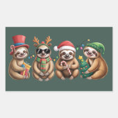 楽しいナマケモノ愛好家 クリスマスライト メリー・スロスマス 長方形シール (正面)