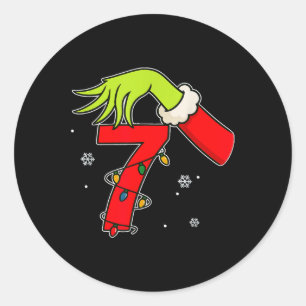 楽しいナンバー7 クリスマス 67 シックスセブン ミーム クリスマス メンズ ラウンドシール
