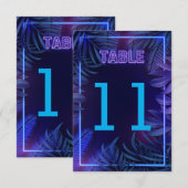 楽しいネオングロー パーティー ダウンロード可能テーブルナンバー 招待状 (正面/裏面)