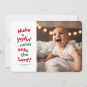 楽しいノイズを作ろう 面白い宗教的なクリスマスの写真 シーズンカード (正面)