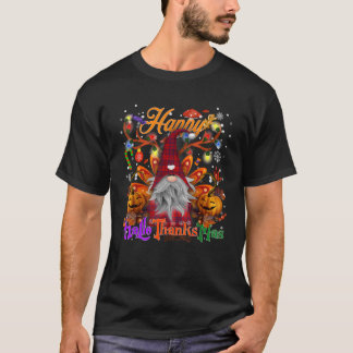 楽しいノーム ハッピー ハロウィン+サンクスギビング Tシャツ