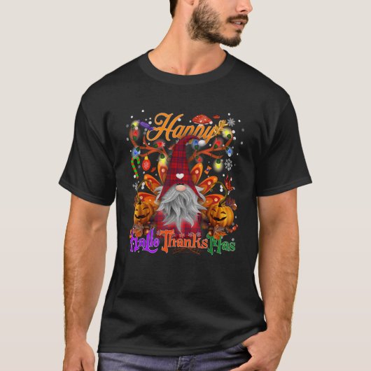楽しいノーム ハッピー ハロウィン+サンクスギビング Tシャツ (正面)