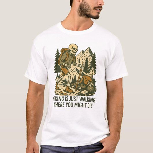 楽しいハイキング、屋外派の父の日ギフト、ダークヒュー Tシャツ (正面)