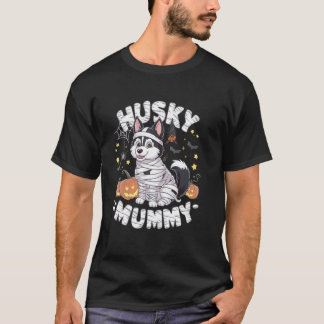 楽しいハスキー犬愛好家のためのラクチンなハロウィンコスチューム シベリアン Tシャツ