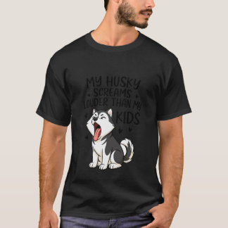 楽しいハスキー犬愛好家は子供よりも大声で叫ぶ S Tシャツ