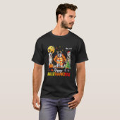 楽しいハスキー犬 ハッピー ハロサンクスマス ハロウィン Tシャツ (正面フル)