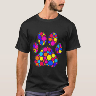 楽しいハッピードットデイパウ犬猫カラフル水玉 Tシャツ