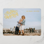 楽しいハヌカ・スター＆ジェリー・ドーナツ・パターン・ゴールド 箔シーズンカード (正面)