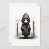 楽しいハロウィンのおばけデザイン 招待状 (正面/裏面)