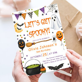 楽しいハロウィンのお誕生日パーティーキッズ 招待状