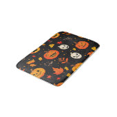 楽しいハロウィンのかぼちゃと葉のプリント バスマット (アングル)