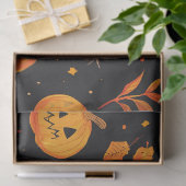 楽しいハロウィンのかぼちゃと葉のプリント 薄葉紙 (ギフト)