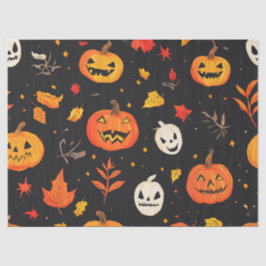 楽しいハロウィンのかぼちゃと葉のプリント 薄葉紙