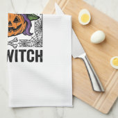 楽しいハロウィンのカボチャの魔女_1 キッチンタオル (四つ折り)