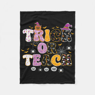 楽しいハロウィンのトリックオアトリート先生 フリースブランケット
