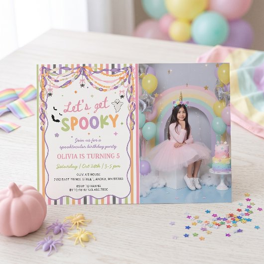 楽しいハロウィンの女の子の誕生日招待状 招待状