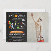 楽しいハロウィンの子供のコスチューム誕生日パーティーの写真 招待状 (正面)