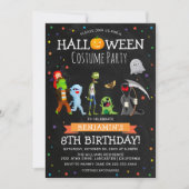 楽しいハロウィンの子供のコスチューム誕生日パーティー 招待状 (正面)