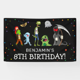 楽しいハロウィンの子供の誕生日パーティー 横断幕