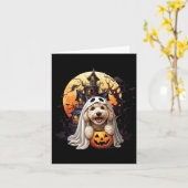 楽しいハロウィンの落書き犬の幽霊デザインが楽しい カード (黄色い花)