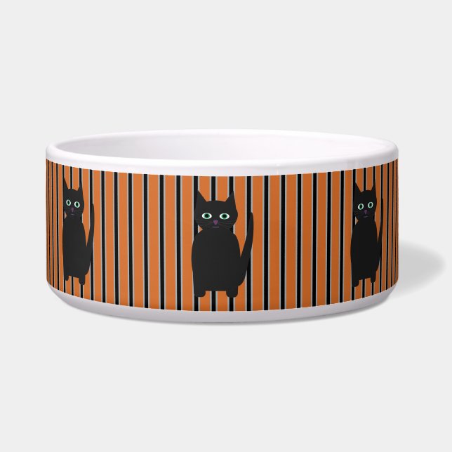 楽しいハロウィンの黒猫 ボウル (正面)