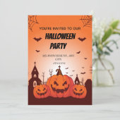 楽しいハロウィンコスチュームパーティーの招待状カスタマイズ可能 招待状 (スタンド正面)
