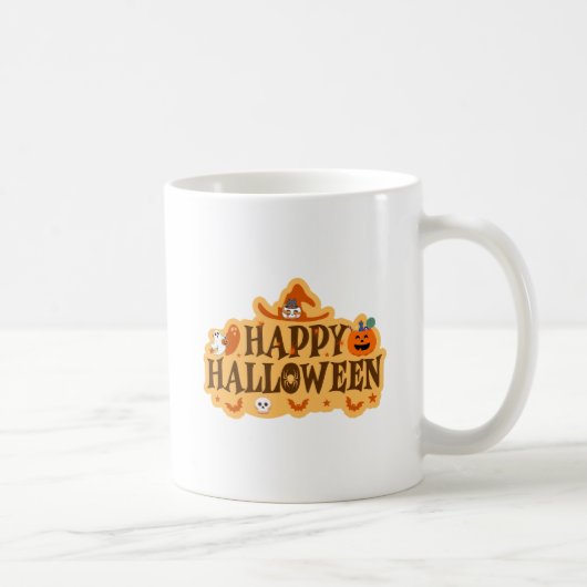 楽しいハロウィンステッカーのデザイン コーヒーマグカップ (右)