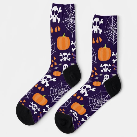 楽しいハロウィンパターン ソックス (左)