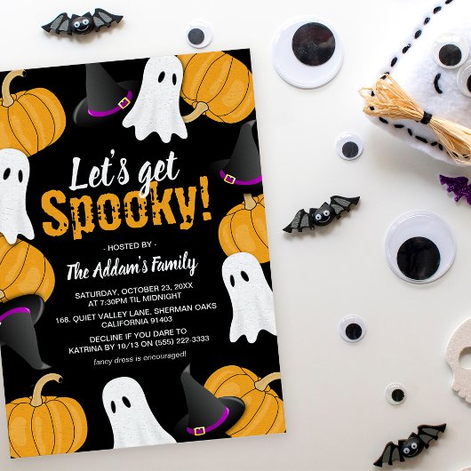 楽しいハロウィンパーティーの招待状「Let's Get Spooky!」 招待状