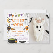 楽しいハロウィン誕生日パーティーキッズのスパイキーファン 招待状 (正面)