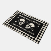 楽しいハロウィン 怖いドクロ 黒 ドアマット (アングル)