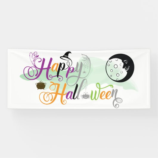 楽しいハロウィーンのファンシーテキスト 横断幕 (横)