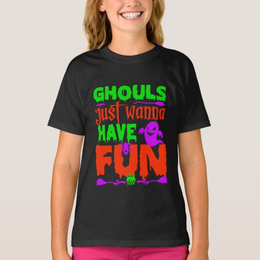 楽しいハロウィーンの化け物は楽しみたいだけ Tシャツ (正面)