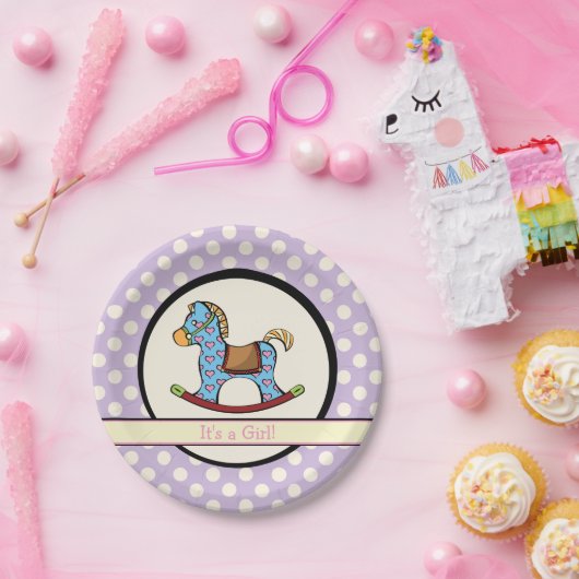 楽しいハートの揺り木馬の紙皿 ペーパープレート (パーティー)