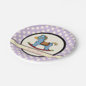 楽しいハートの揺り木馬の紙皿 ペーパープレート (アングル)