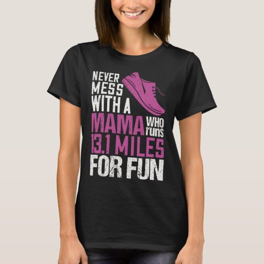 楽しいハーフマラソン女子ランニングトレーニング Tシャツ (正面)