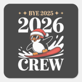 楽しいバイバイ2025 2026 新年 友達 グループ スクエアシール