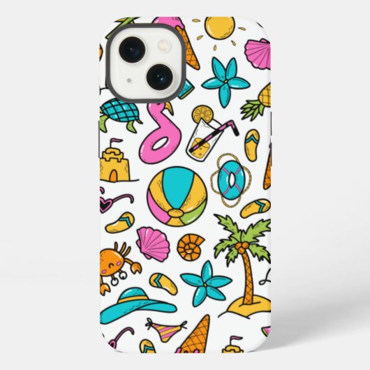楽しいバカンスの夏のビーチ柄 iPhoneケース (裏面)