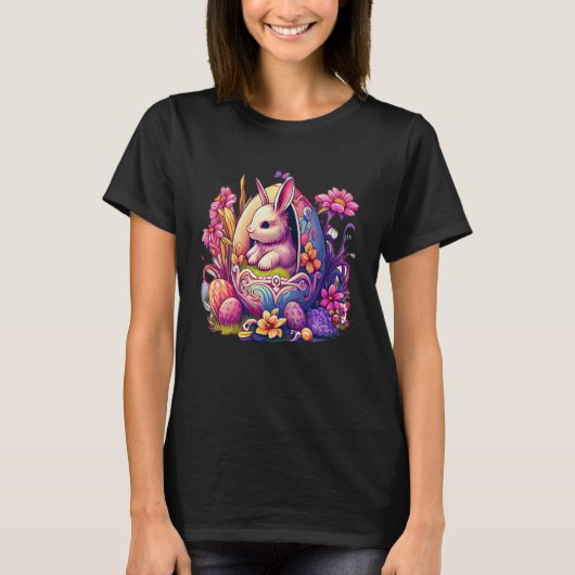 楽しいバニーイースター卵とイースターを引用した卵 Tシャツ (正面)