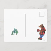 楽しいバフアロープレイドの伐採作業員クマのクリスマス写真 シーズンポストカード (裏面)
