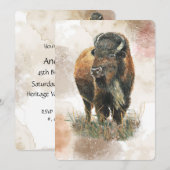 楽しいバフロー ビジョン 動物園 誕生日 招待状 (正面/裏面)