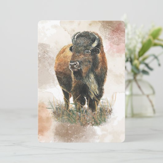 楽しいバフロー ビソン ワイルドライフ アニマル パーク 誕生日 招待状 (スタンド正面)