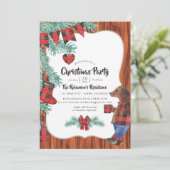 楽しいバフロー・プレイド・ランバージャック・ベア・クリスマス・パーティー 招待状 (スタンド正面)