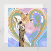 楽しいバブルガムを吹くキリン 液体の渦 青 (正面/裏面)