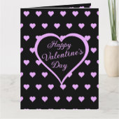 楽しいバレンタインデーのピンクのハート カード (正面)